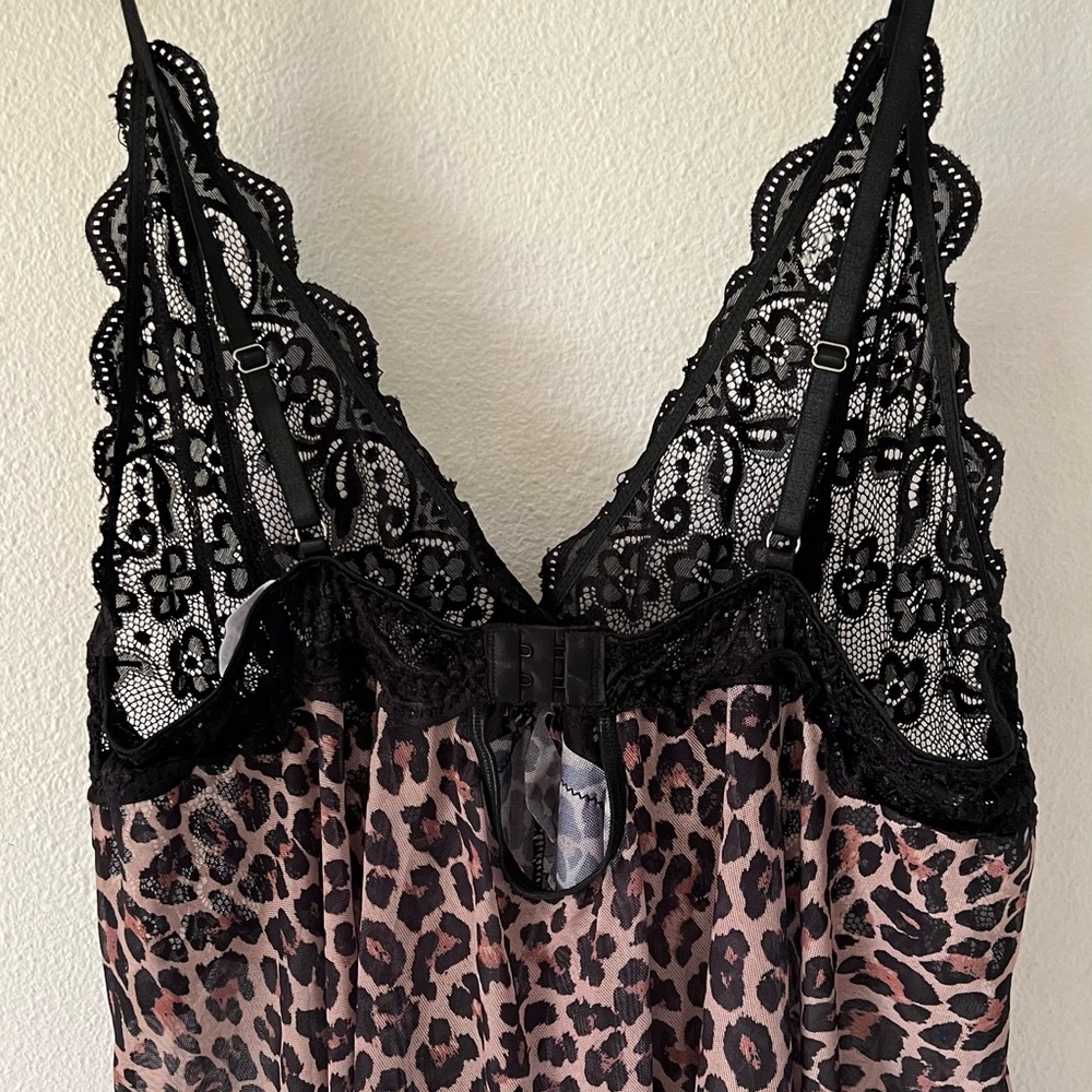Leopard Print Black Lace Mob Wife Cheetah Print Slinky Cami Top Plus Size 20W - Picture 4 of 13